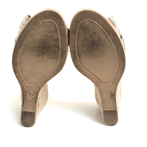 J CREW Metallic Gold Leather Espadrille Wedge Sandals - Picture 8 of 11